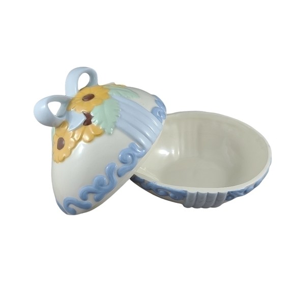 vintage Ceramic Easter Egg Candy Dish Container Sunflowers Spring Serving Ware - Picture 7 of 10